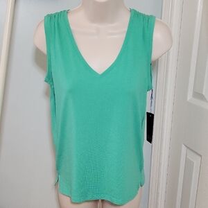 Rachel Roy Green V neck Rouched Tank Top NWT sz XS